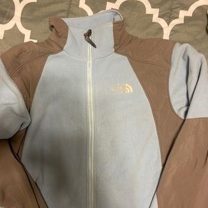Women north face light, blue and gray fleece size medium